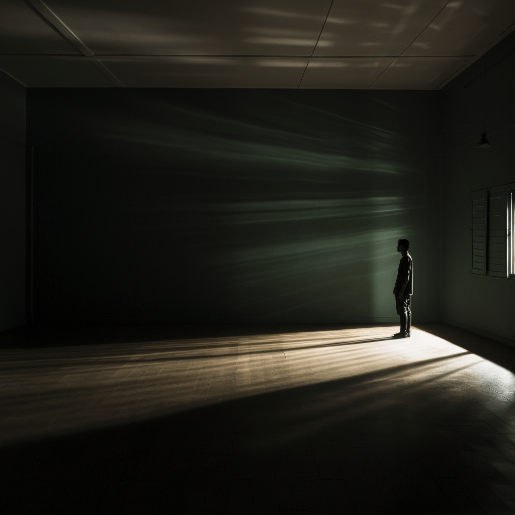 Artwork of a lonely person in a dark room