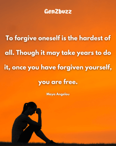 To forgive oneself is the hardest of all. Though it may take years to do it, once you have forgiven yourself, you are free. by Maya Angelou